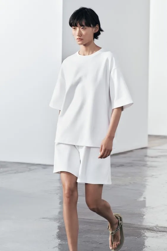 ZARA  |Cotton Short Sleeves Co-ord Hoodies & Sweatshirts