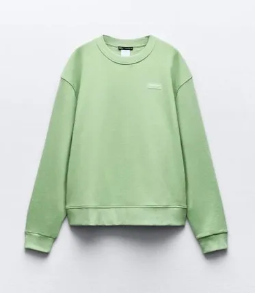 ZARA  |Long Sleeves Plain Cotton Hoodies & Sweatshirts