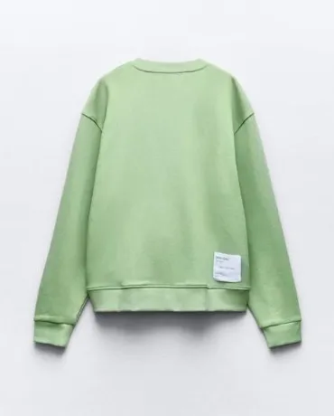 ZARA  |Long Sleeves Plain Cotton Hoodies & Sweatshirts