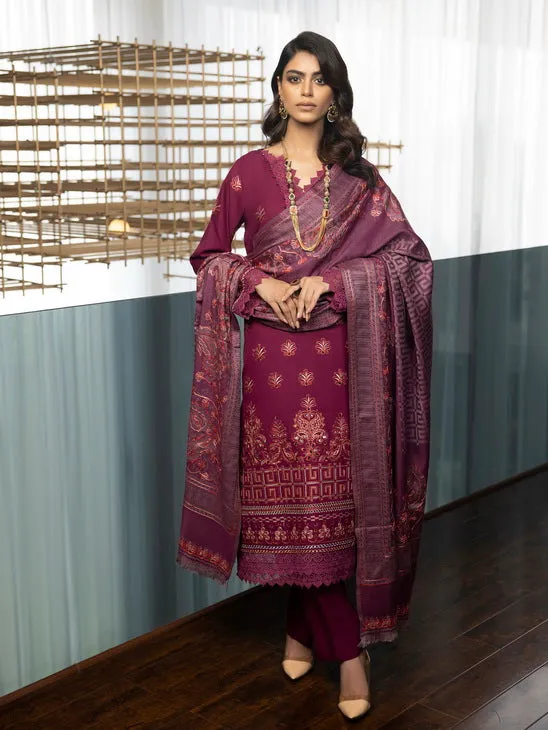 ZIMAL by Humdum Unstitched Embroidered Wool 3Pc Suit ZM-05